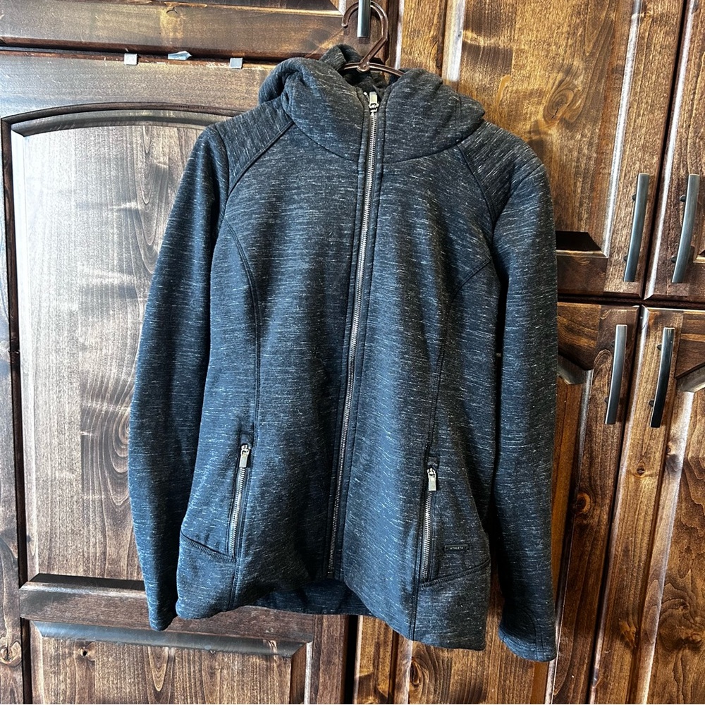 Athleta Black Utility Jacket with High Collar and Elastic Cuffs